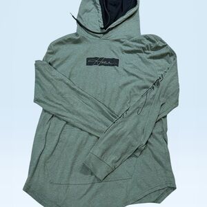 Hollister Olive Green Hooded Long-Sleeve Shirt with Script Logo